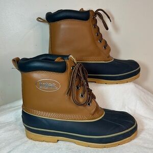 Totes Brown & Navy Duck Boots Women’s Size 10 Waterproof Rain Snow Winter